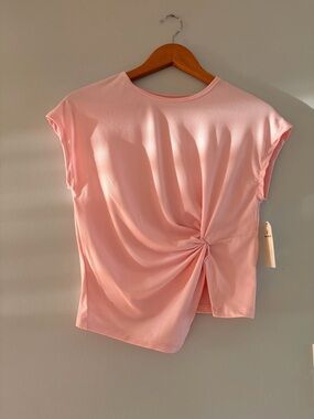 One Step Ahead Light Pink Short Sleeve Twist-Front Tee